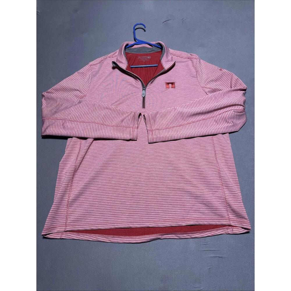 Jim Nantz Vineyard Vines Striped Salmon 1/4 Zip Pullover Long Sleeve Men’s XL